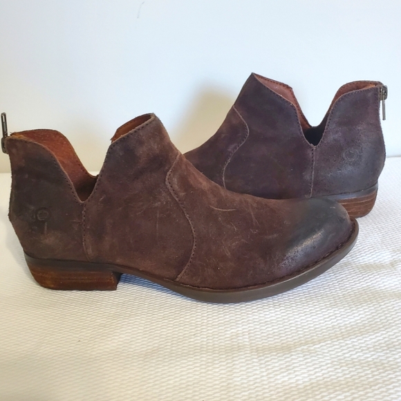 Born Shoes - Born Kerri Brown Leather Back Zipper Ankle Boots Size 8
